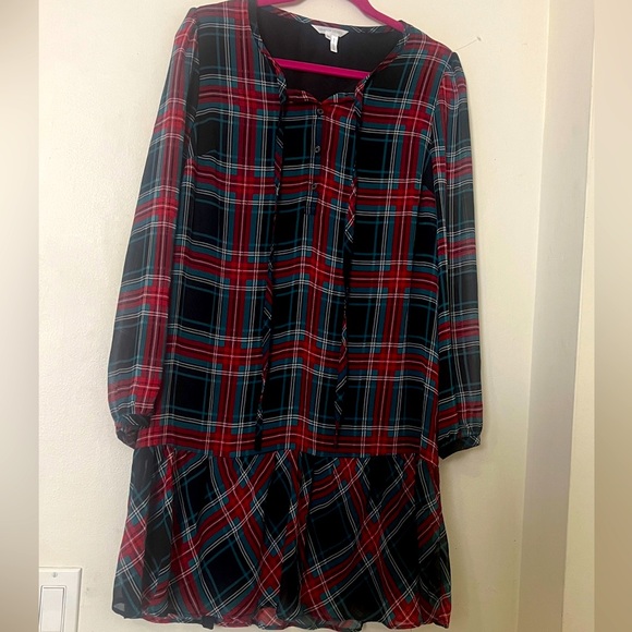 Draper James Red and Blue Ruffled Bishop Sleeve Dress - Picture 14 of 16